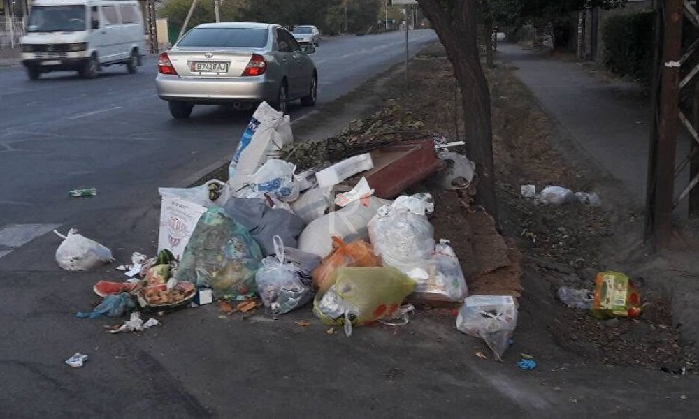 Новопавловка: жол боюнда чачылган таштандылар