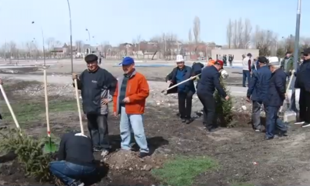 Токтогул районунун тургундары борбор калаанын “Ынтымак 2” паркында көчөт отургузушту