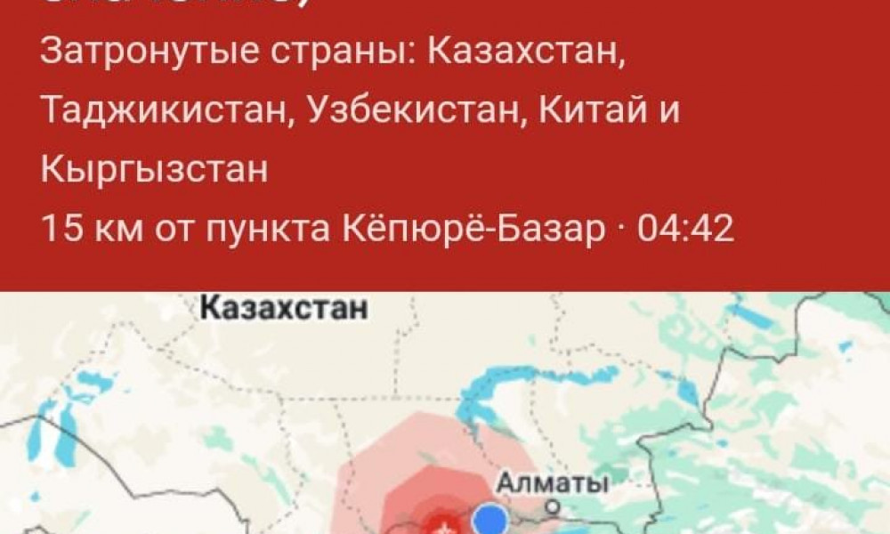 Кыргызстандын аймагында күчү 6 баллга жеткен жер титирөө катталды 